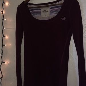 maroon long sleeve low neck